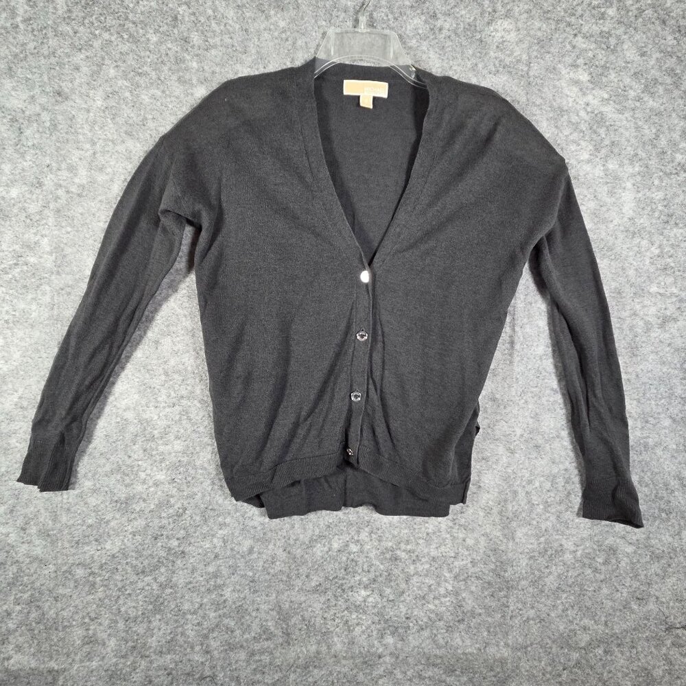 Michael Michael Kors Women's  Knit Linen blend Button Up Cardigan Gray Size S